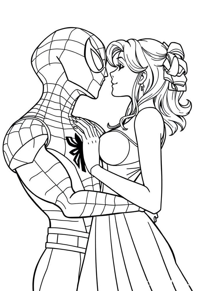 Homem Aranha e Mary Jane para colorir