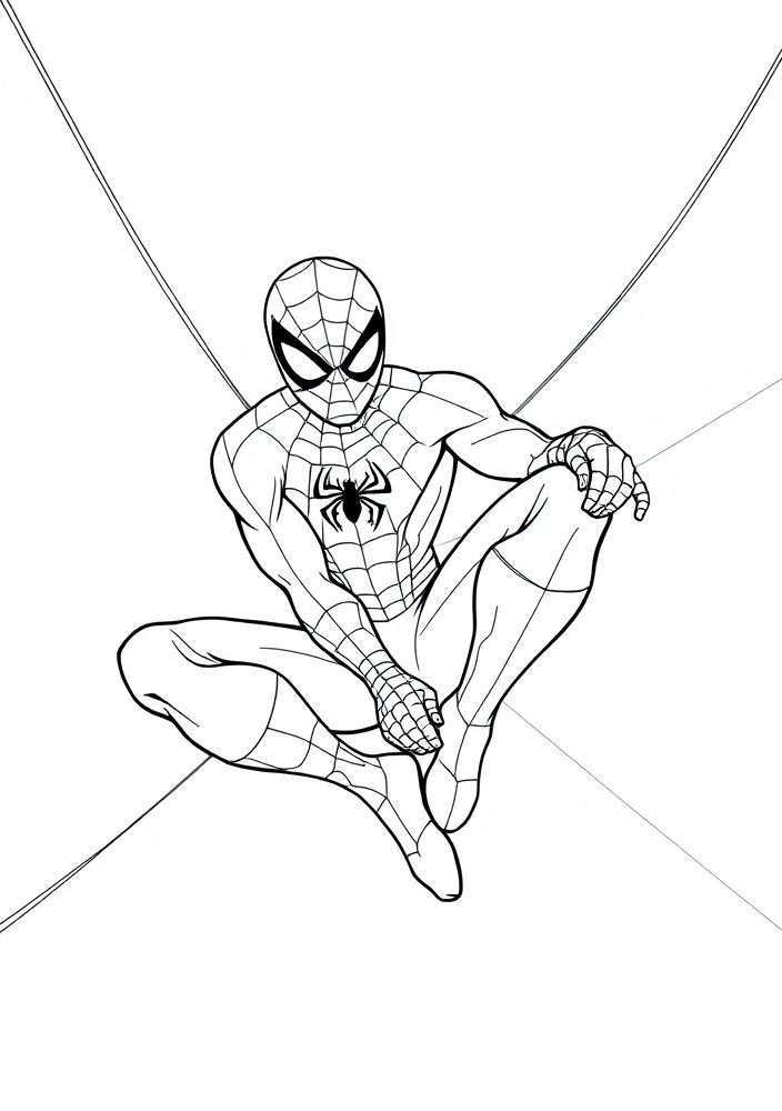 Homem-Aranha na Teia para Colorir