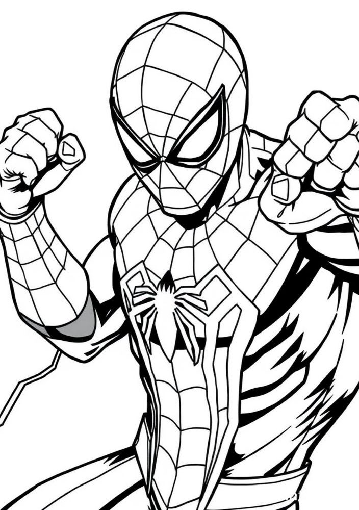 Homem Aranha se preparando para uma batalha para colorir