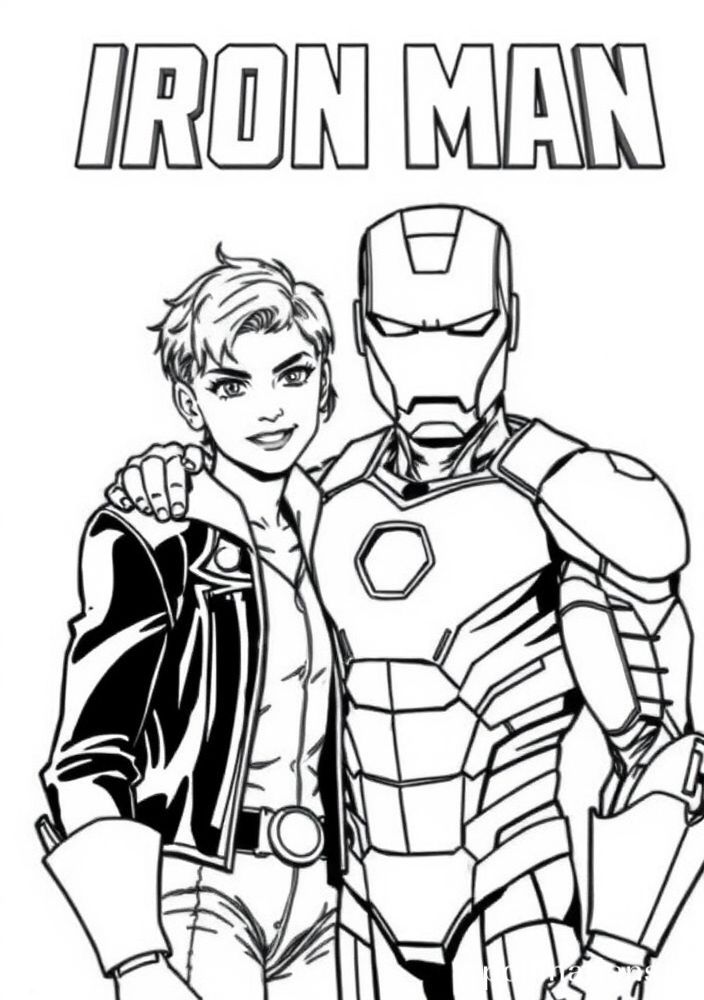 Homem de Ferro com Gwen Stacy para colorir