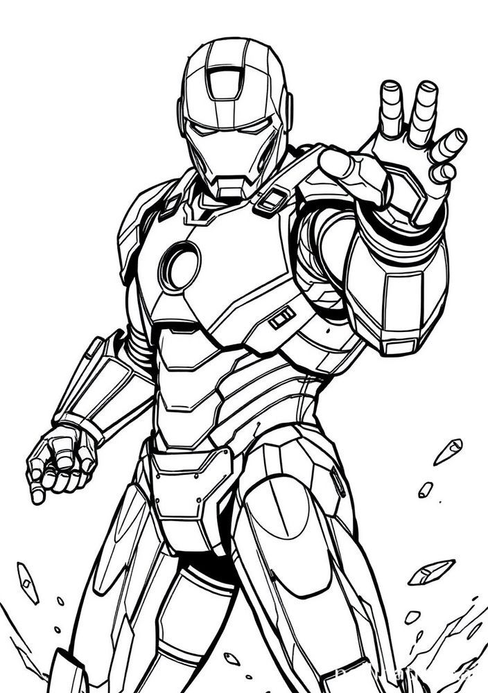 Homem de Ferro com sua armadura de combate para colorir