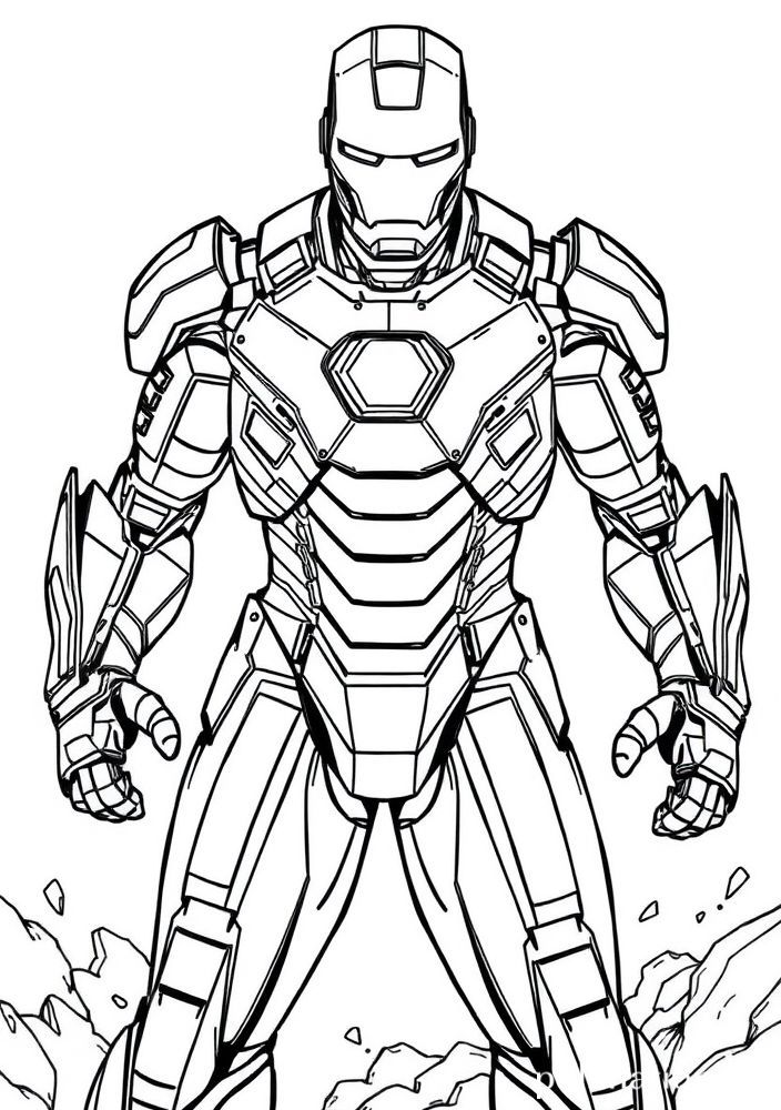 Homem de Ferro e sua armadura avançada para colorir