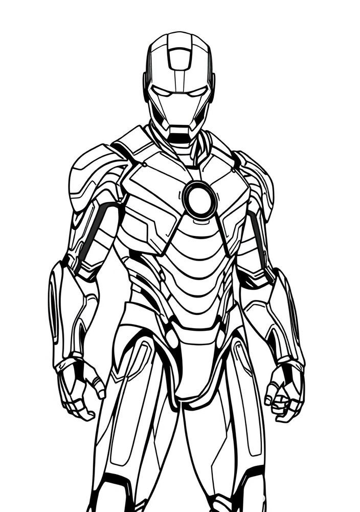 Homem de Ferro e sua armadura de uma versão futurística para colorir