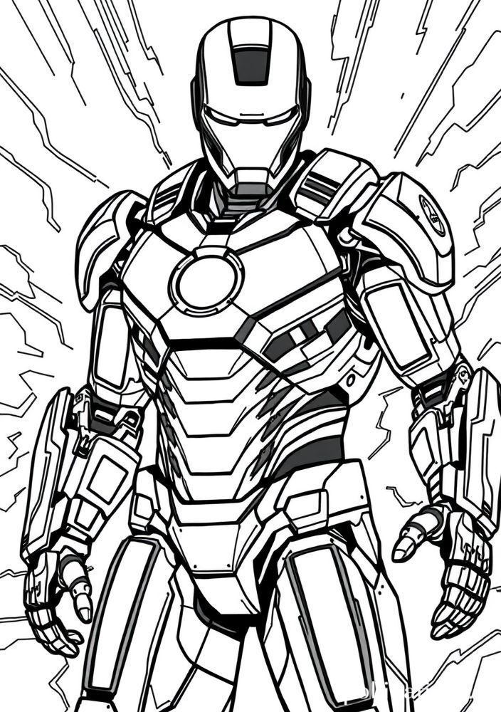 Homem de Ferro e sua máquina futurista para colorir