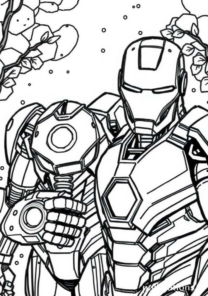 Homem de Ferro e um robô amigo para colorir