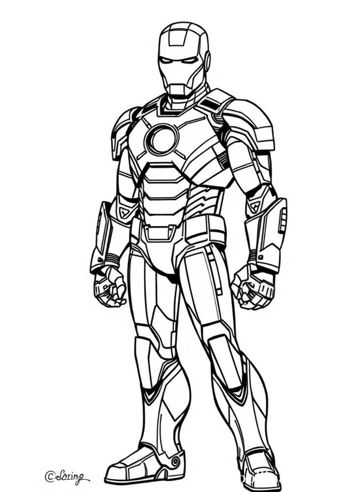 Homem de Ferro em seu traje clássico para colorir