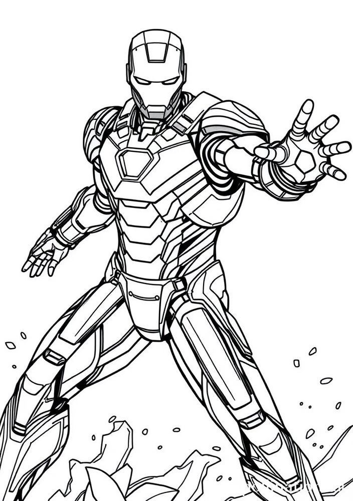 Imagem do Homem de Ferro com seu traje nanotech para colorir