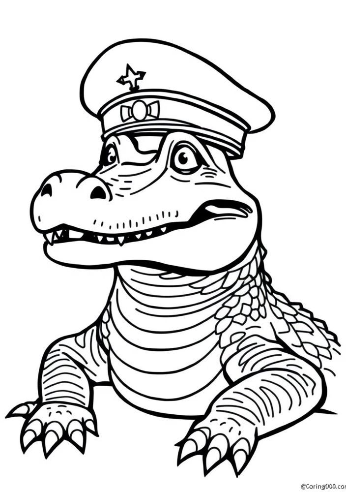Jacaré com Chapéu de Cabo para colorir