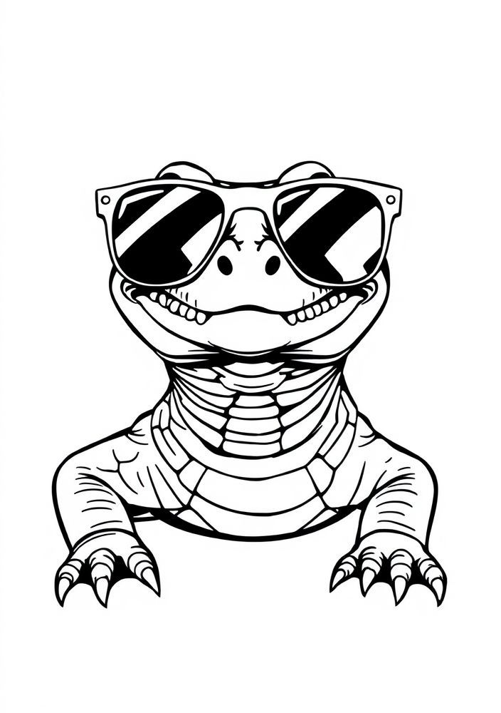 Jacaré com Óculos de Sol para colorir