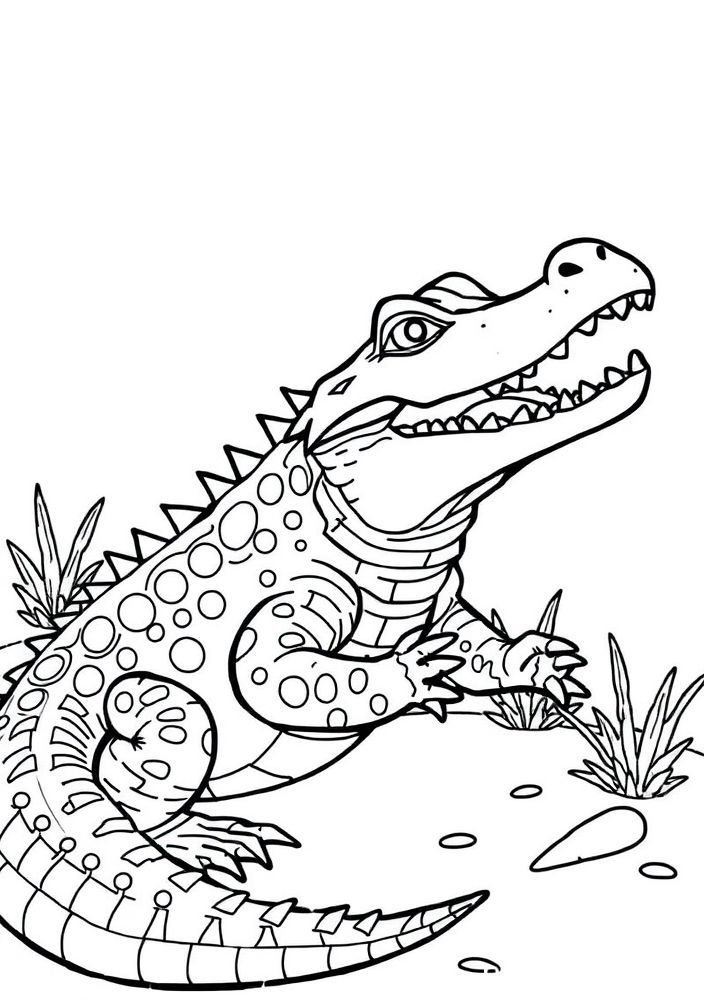 Jacaré fazendo arte e artesanato para colorir