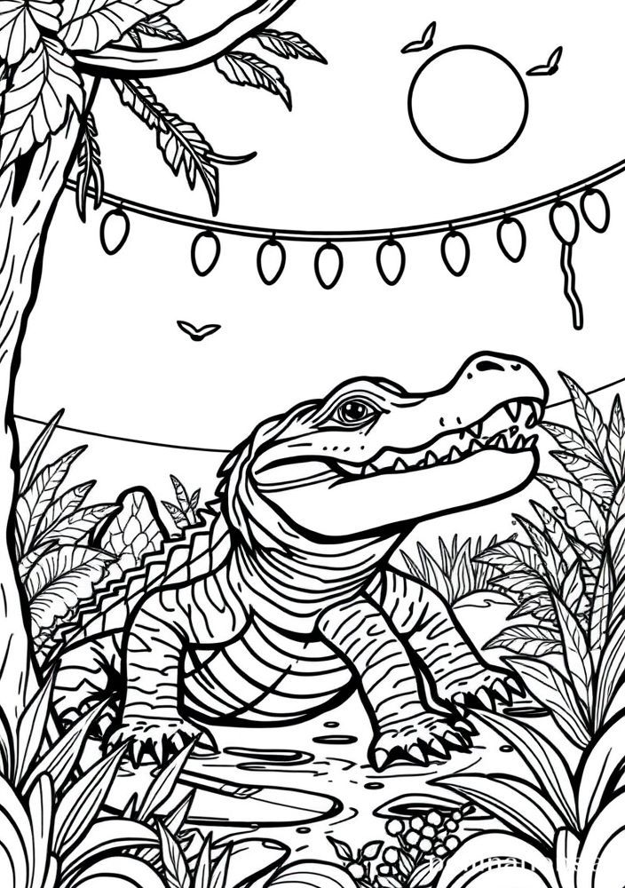 Jacaré no Circo para colorir