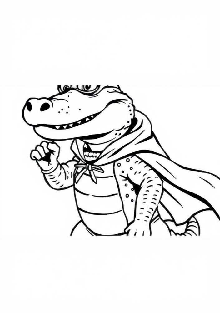 Jacaré vestido de super-herói para colorir