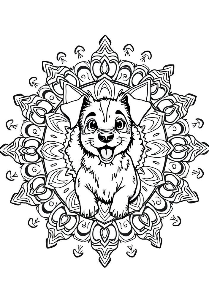 Mandalas de Cão para colorir
