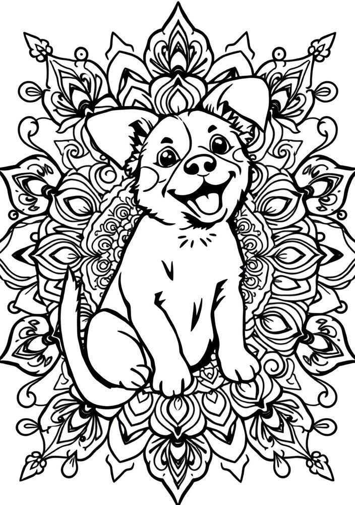Mandalas de Cão para colorir