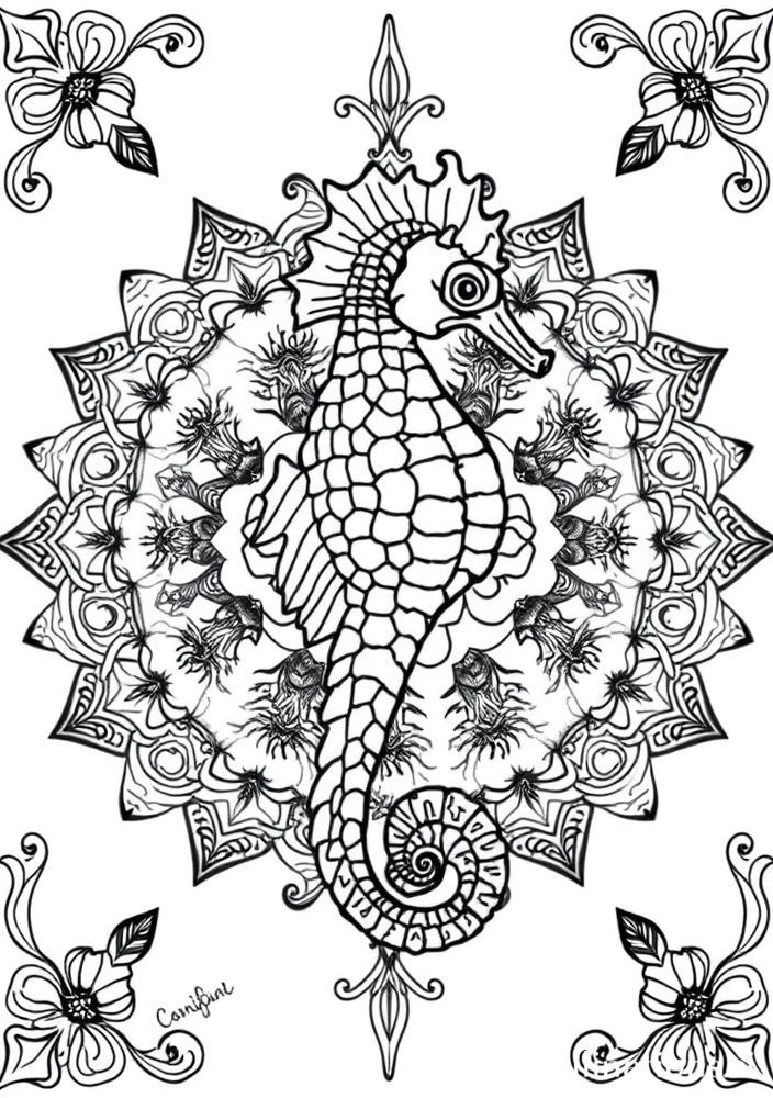 Mandalas de Cavalo Marinho para Colorir