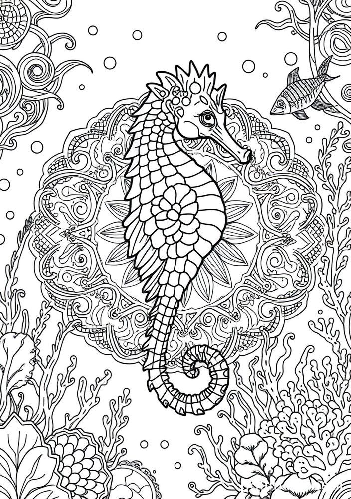 Mandalas de Cavalo-marinho para colorir