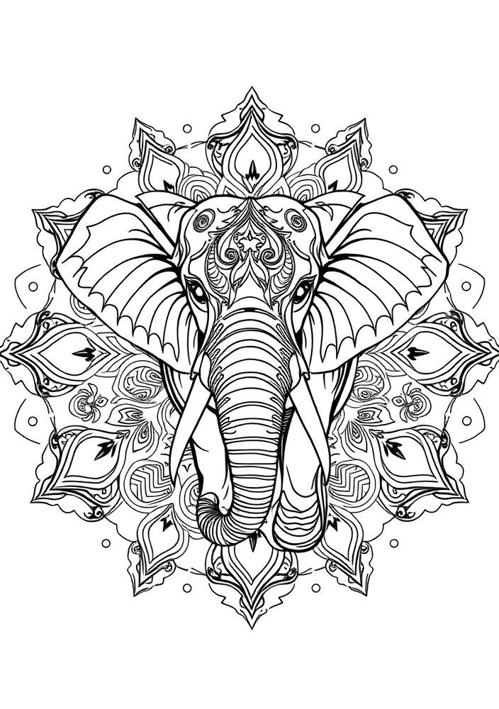 Mandalas de Elefante para Colorir