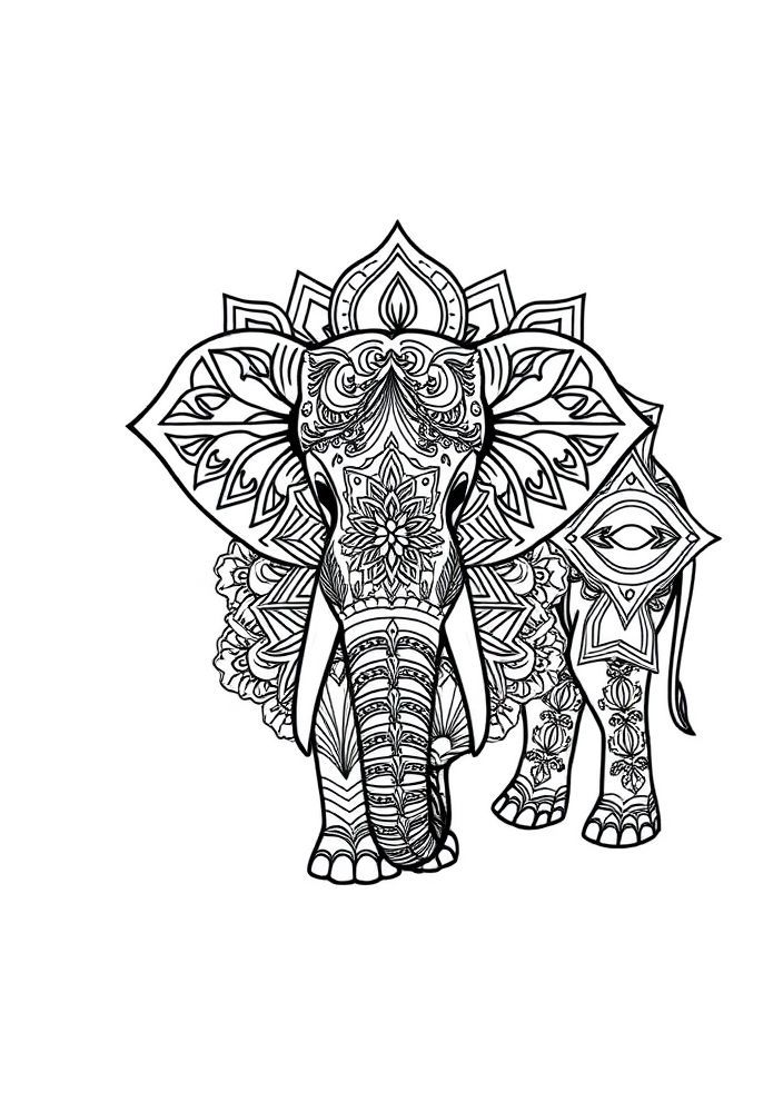 Mandalas de Elefante para colorir