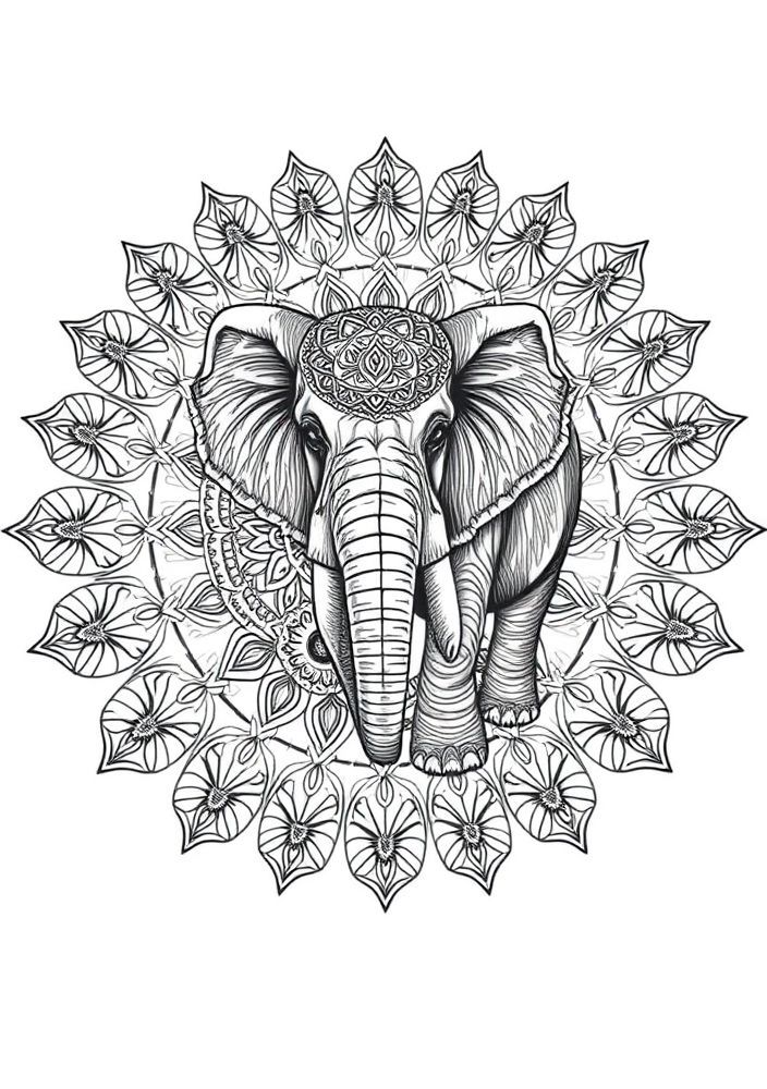 Mandalas de Elefante para colorir