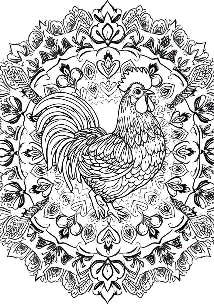 Mandalas de Galinha para colorir