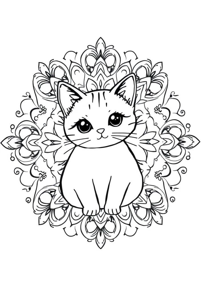 Mandalas de Gato para colorir