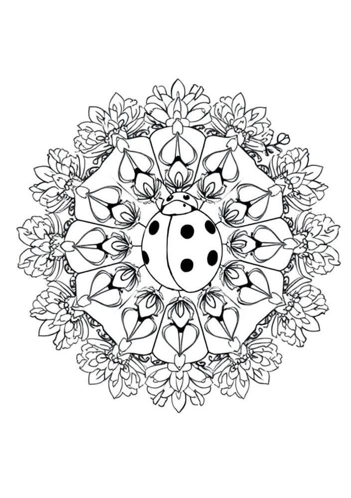 Mandalas de Joaninha para Colorir