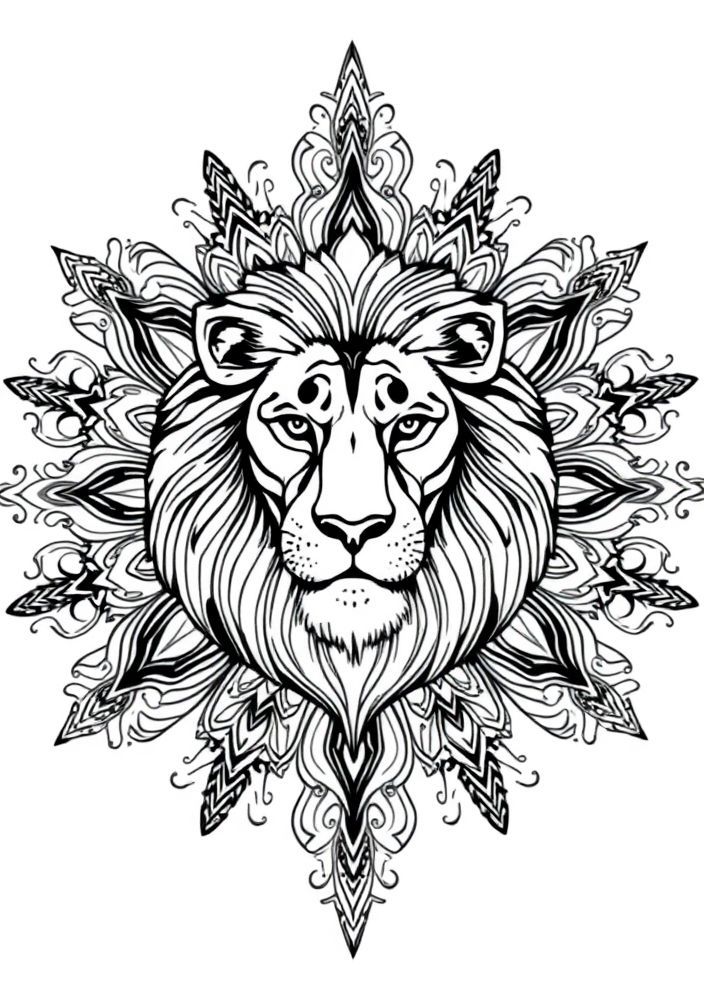 Mandalas de Leão para Colorir