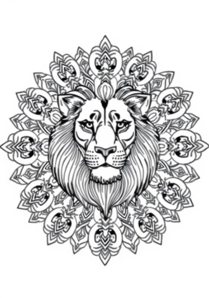 Mandalas de Leão para colorir