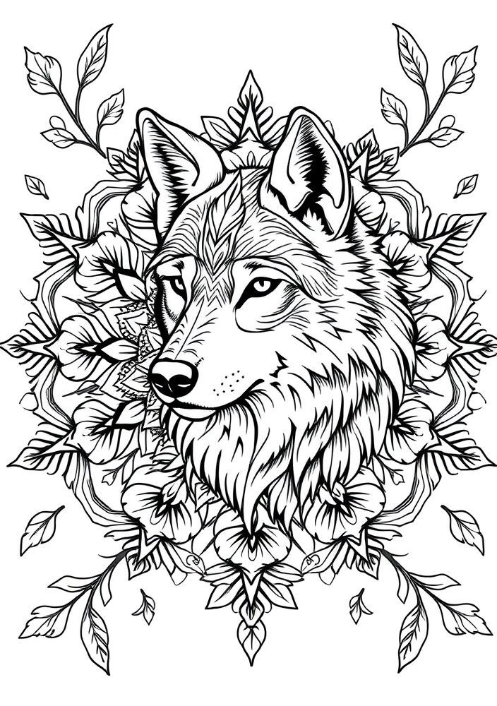 Mandalas de Lobo para colorir