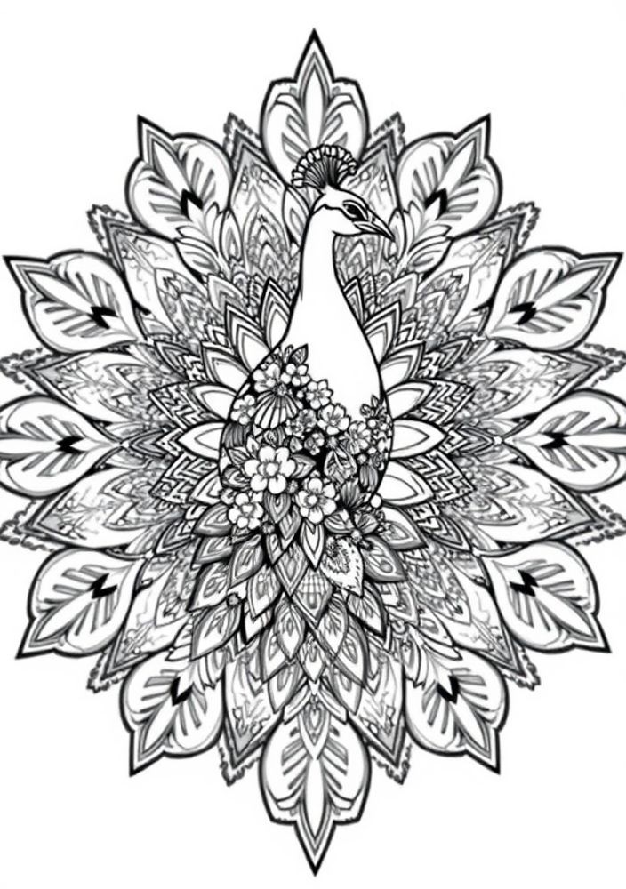 Mandalas de Pavão para Colorir