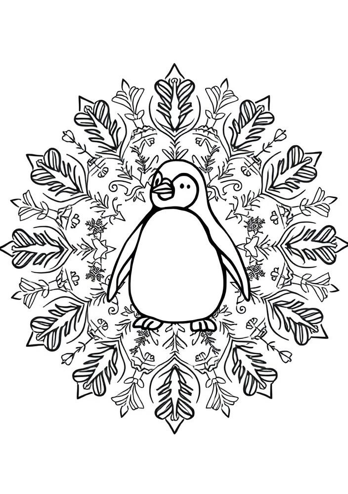 Mandalas de Pinguim para colorir