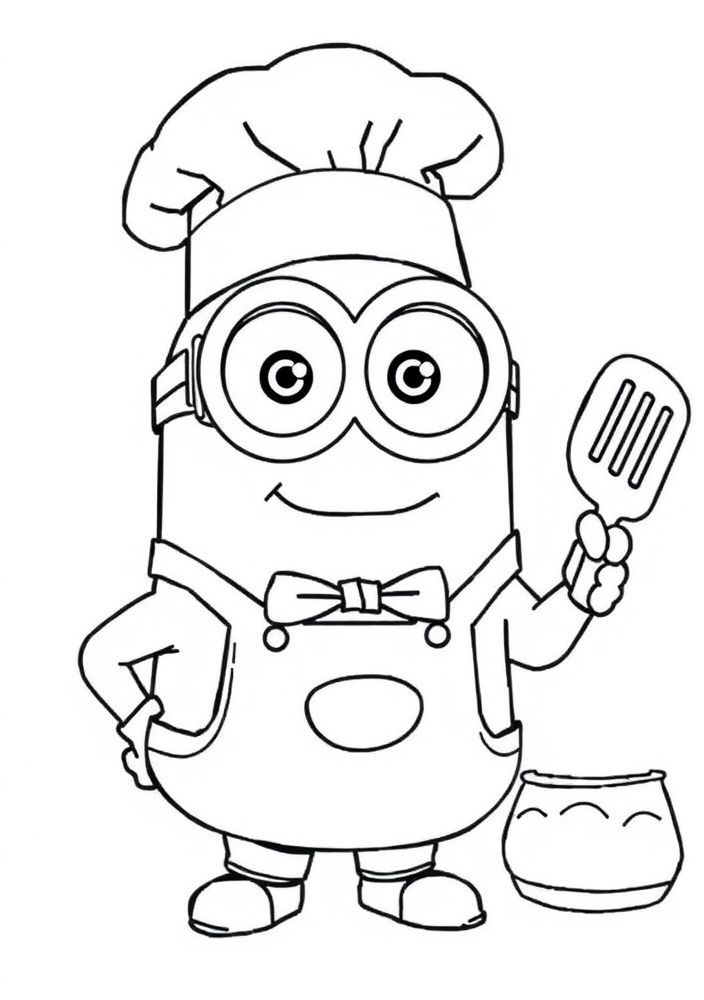 Minion chef cozinhando para colorir