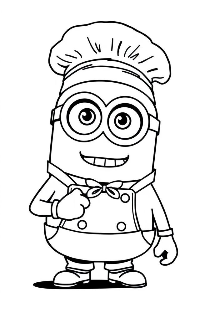Minion chef cozinhando para colorir