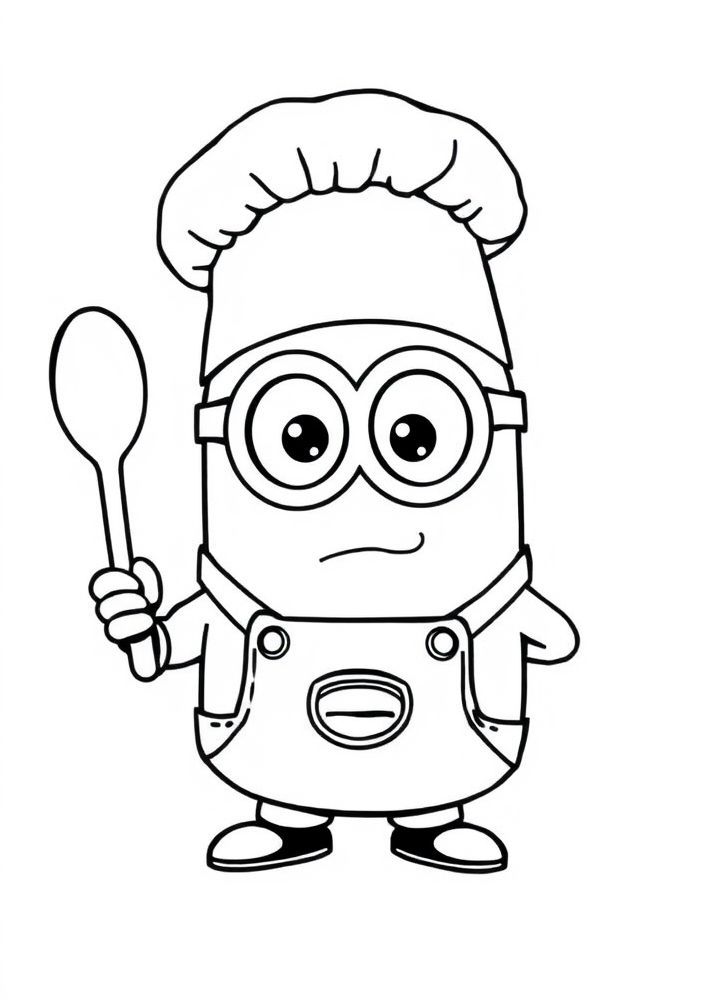 Minion chef cozinhando para colorir