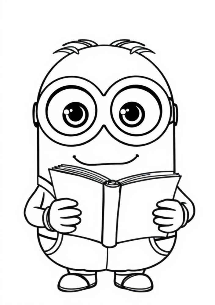 Minion com um livro para colorir