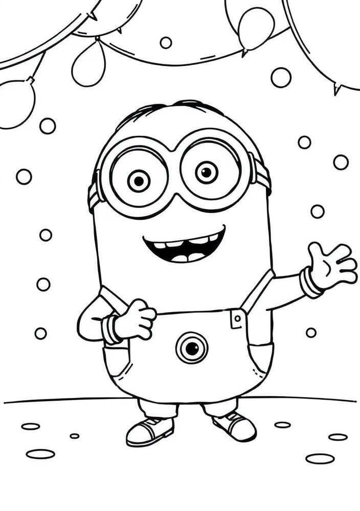 Minion dançando na festa para colorir