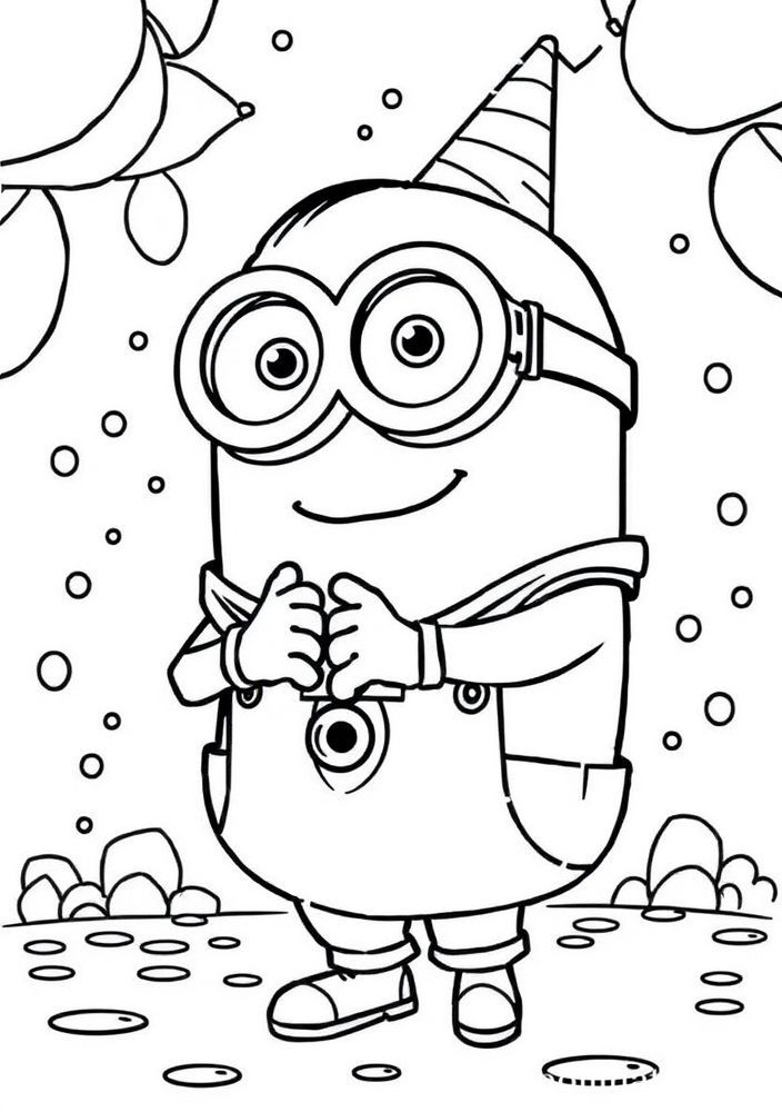 Minion dançando na festa para colorir