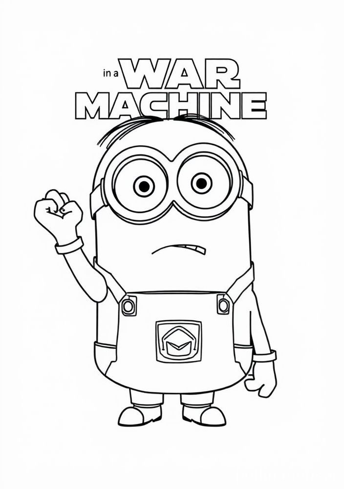 Minion em sua máquina de guerra para colorir