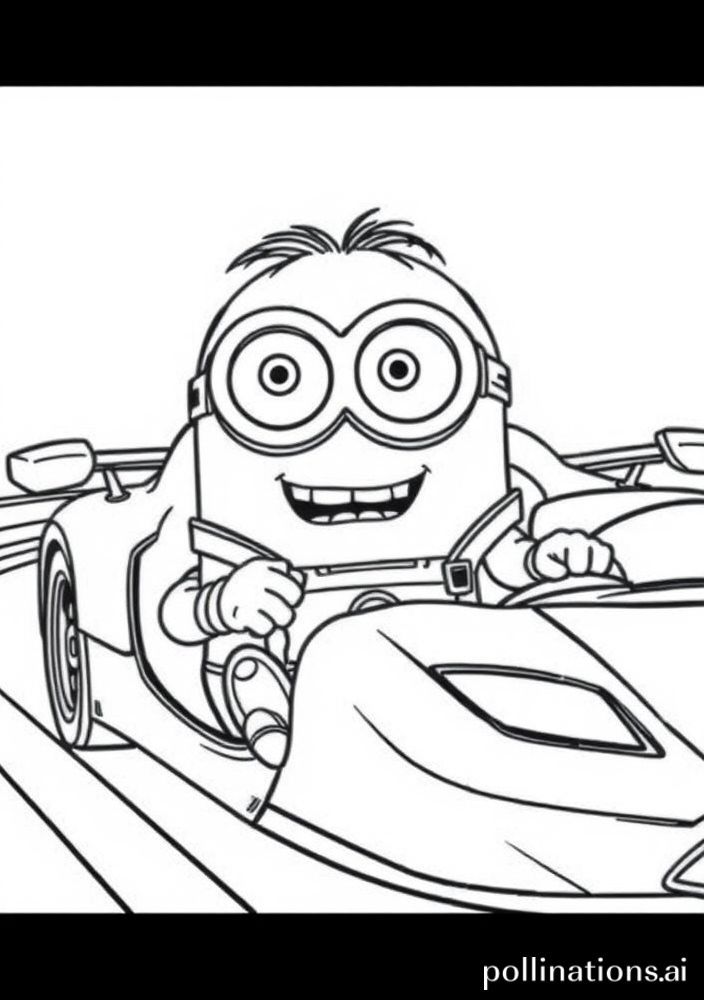 Minion em um carro esportivo para colorir
