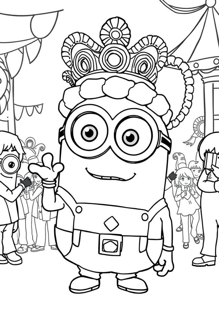 Minion em um desfile de Carnaval para colorir