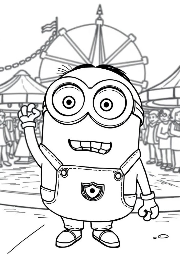 Minion em um parque de diversões para colorir