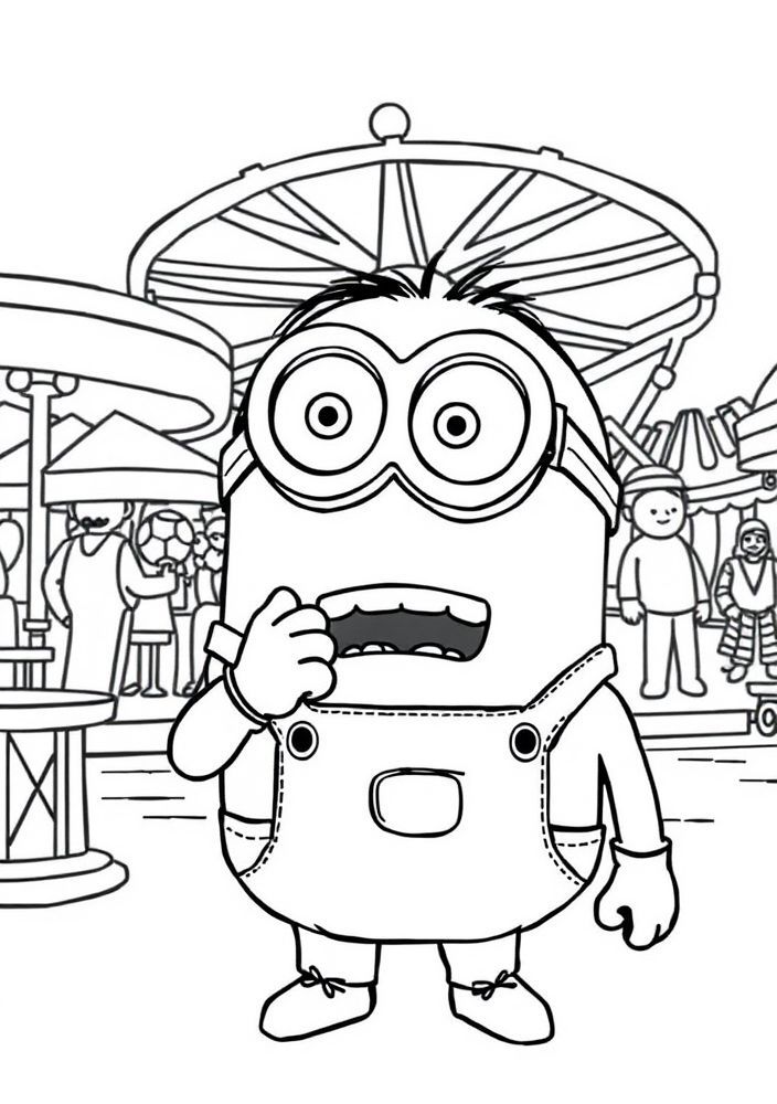 Minion em um parque de diversões para colorir