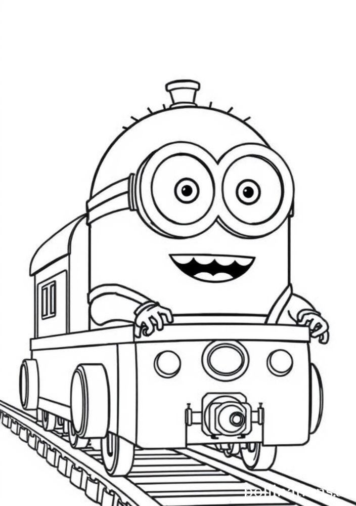 Minion em um trem para colorir