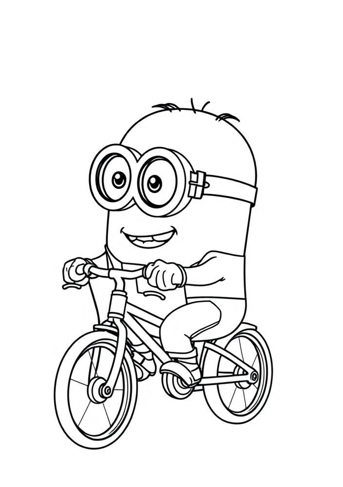 Minion em uma bicicleta para colorir