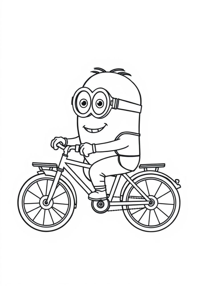 Minion em uma bicicleta para colorir