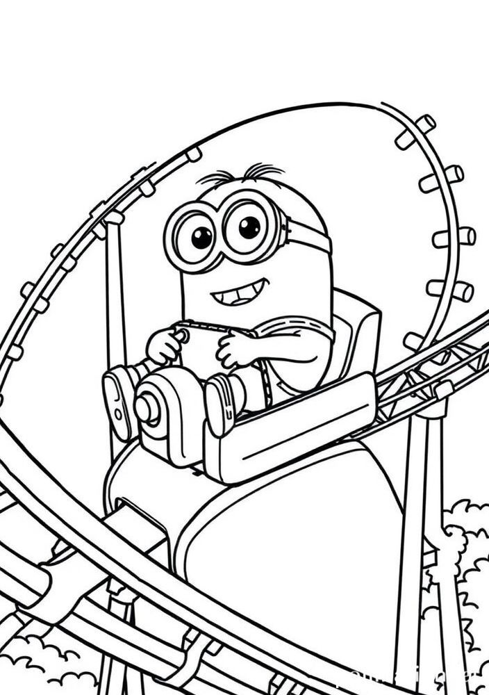 Minion em uma montanha-russa para colorir
