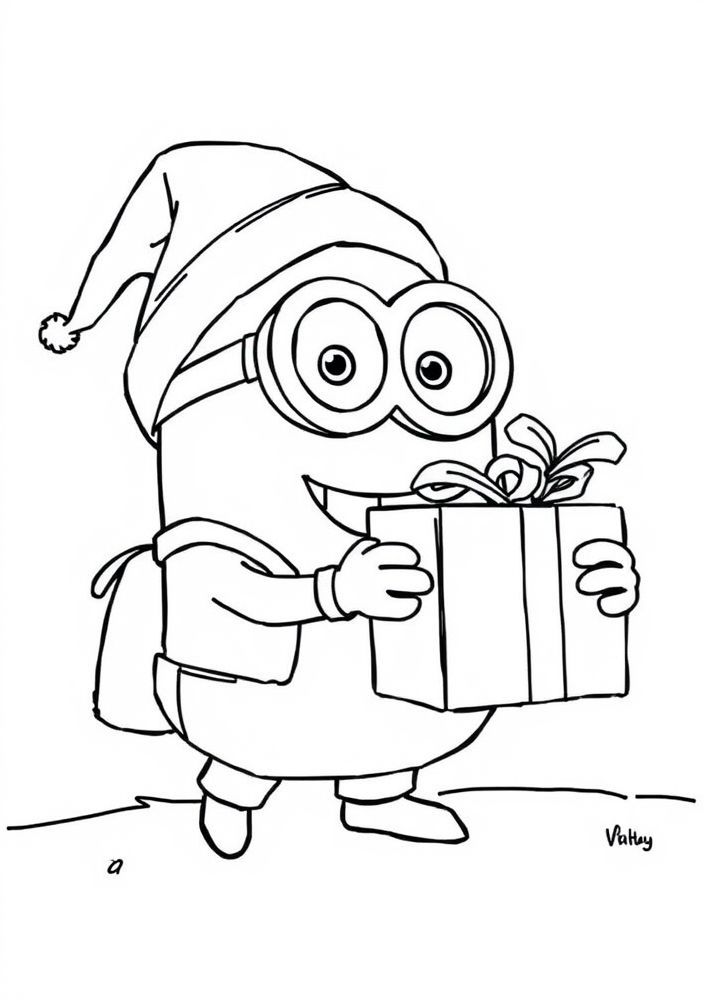 Minion entregando presentes para colorir