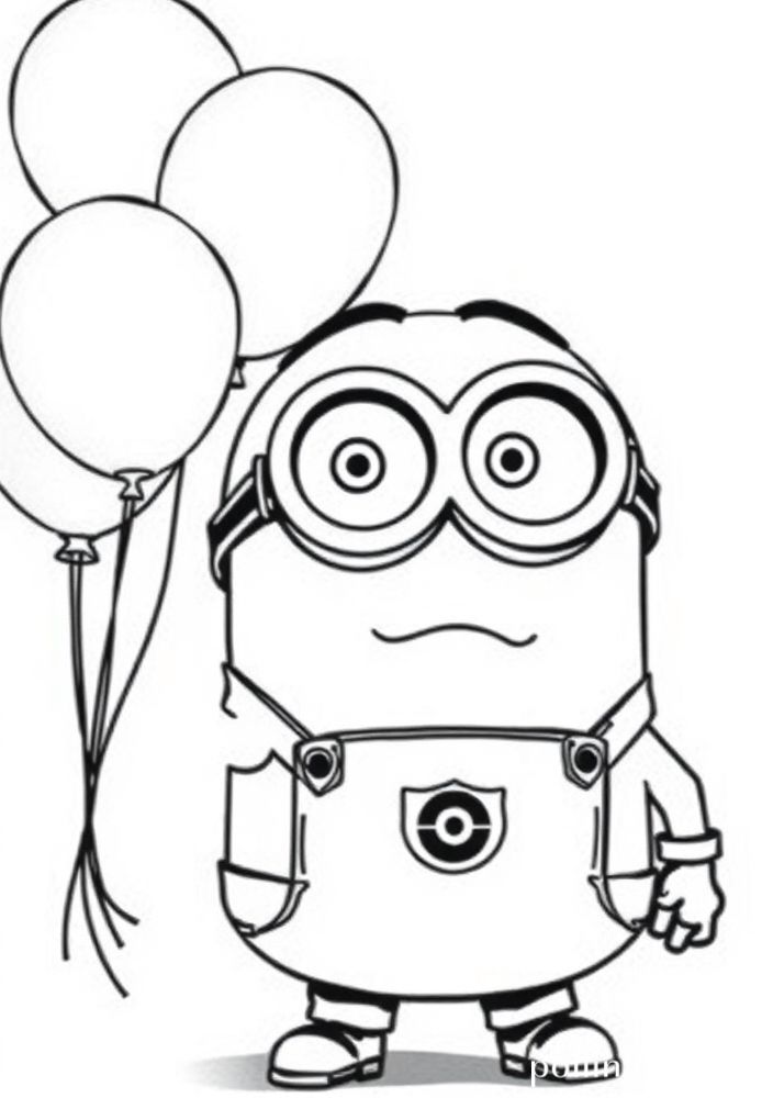 Minion festeiro com balões para colorir