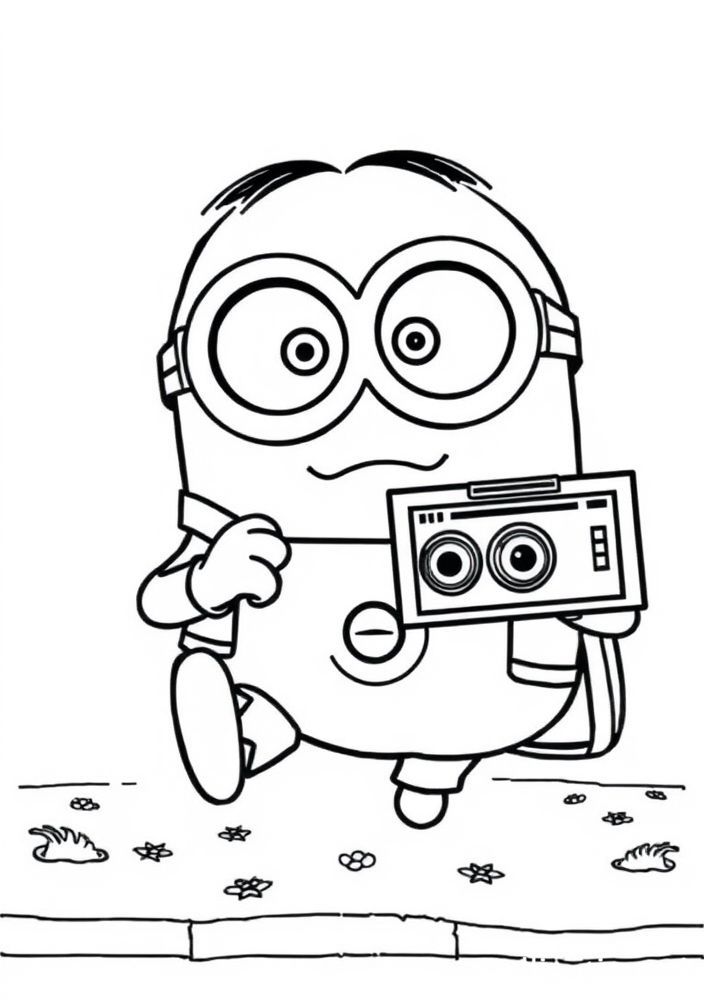 Minion jogando vídeo game para colorir