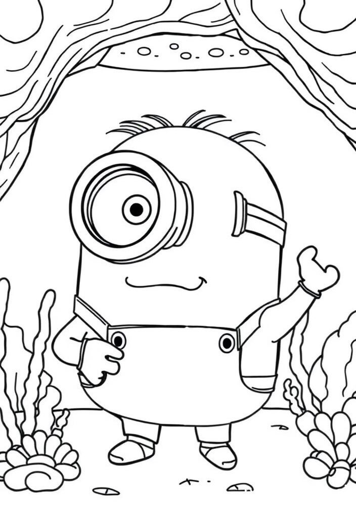 Minion no fundo do mar para colorir